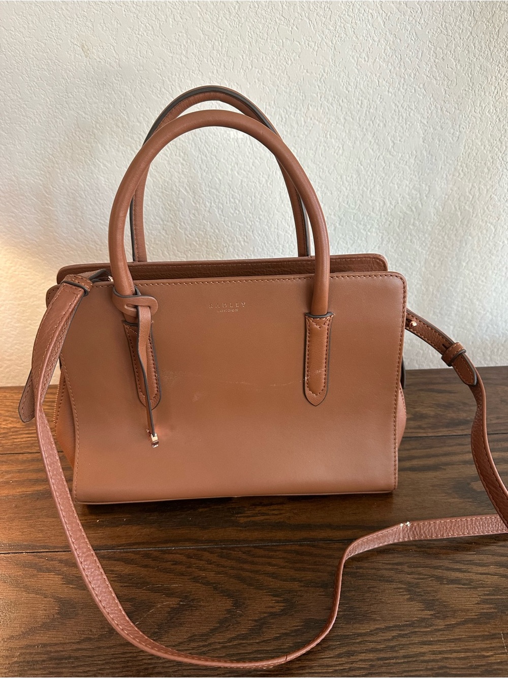 Radley London Tan Leather Structured Tote Bag with Removable Crossbody Strap